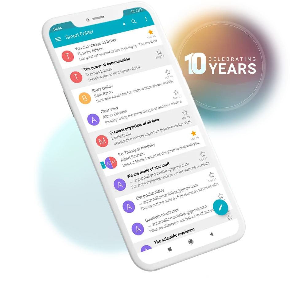 Aqua Mail - the most customizable email client for Android celebrates its 10th Anniversary