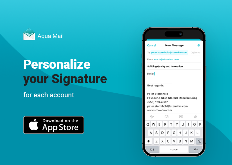 Personalize your email signatures per account in Aqua Mail for iOS