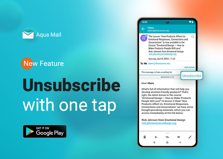 Introducing One-Tap Unsubscribe from unwanted mailing lists