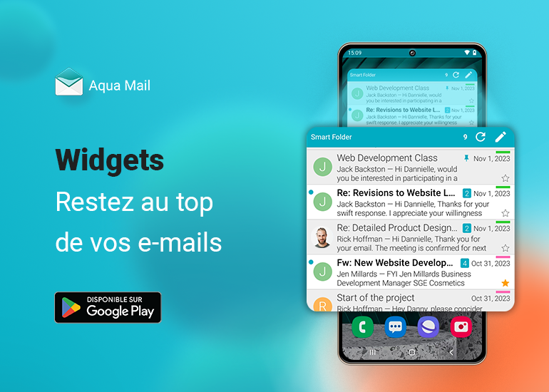 Optimisez votre productivité avec les widgets Android polyvalents d’Aqua Mail
